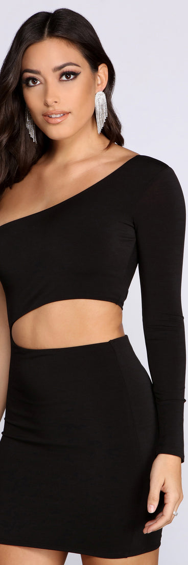 Cut Out For This One Shoulder Mini Dress helps create the best bachelorette party outfit or the bride's sultry bachelorette dress for a look that slays!