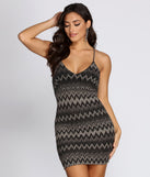 Sleeveless Chevron Glitter Mini Dress helps create the best bachelorette party outfit or the bride's sultry bachelorette dress for a look that slays!