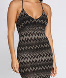 Sleeveless Chevron Glitter Mini Dress