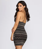 Sleeveless Chevron Glitter Mini Dress