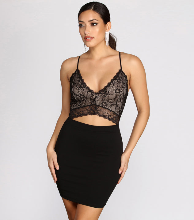 Sultry In Lace Mini Dress helps create the best bachelorette party outfit or the bride's sultry bachelorette dress for a look that slays!