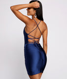 Elevated Glam Ruched Lace-Up Mini Dress creates the perfect spring or summer wedding guest dress or cocktail attire with chic styles in the latest trends for 2024!
