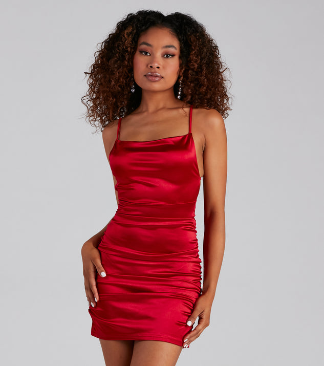 You’ll make a statement in Gorgeous Vibe Satin Mini Dress as an NYE club dress, a tight dress for holiday parties, sexy clubwear, or a sultry bodycon dress for that fitted silhouette.