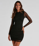 You’ll make a statement in Ready and Ruched Mesh Mini Dress as an NYE club dress, a tight dress for holiday parties, sexy clubwear, or a sultry bodycon dress for that fitted silhouette.