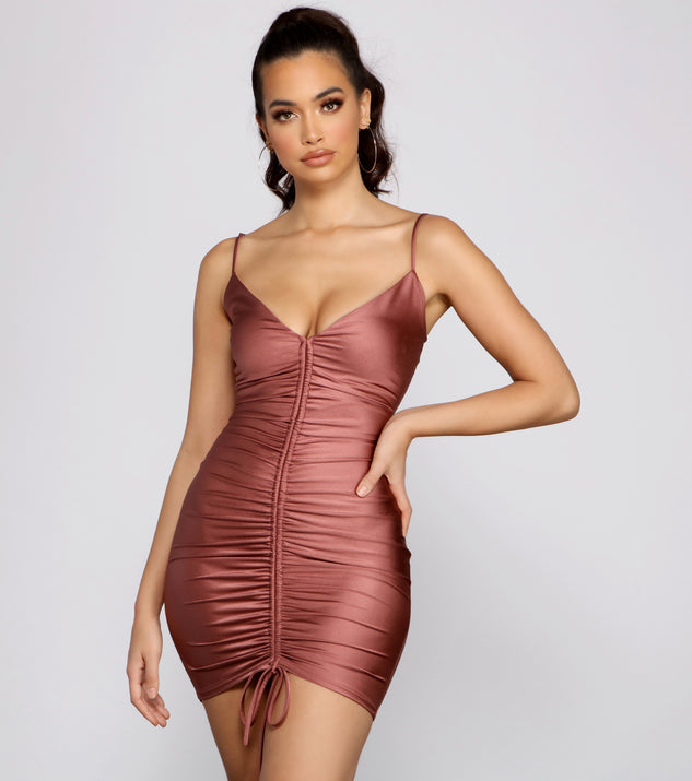 Stunning Beauty Ruched Mini Dress creates the perfect spring wedding guest dress or cocktail attire with stylish details in the latest trends for 2023!