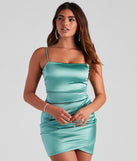 Dreamy In Satin Ruched Mini Dress is a gorgeous pick as your 2023 Homecoming dress or formal gown for wedding guest, fall bridesmaid, or military ball attire!