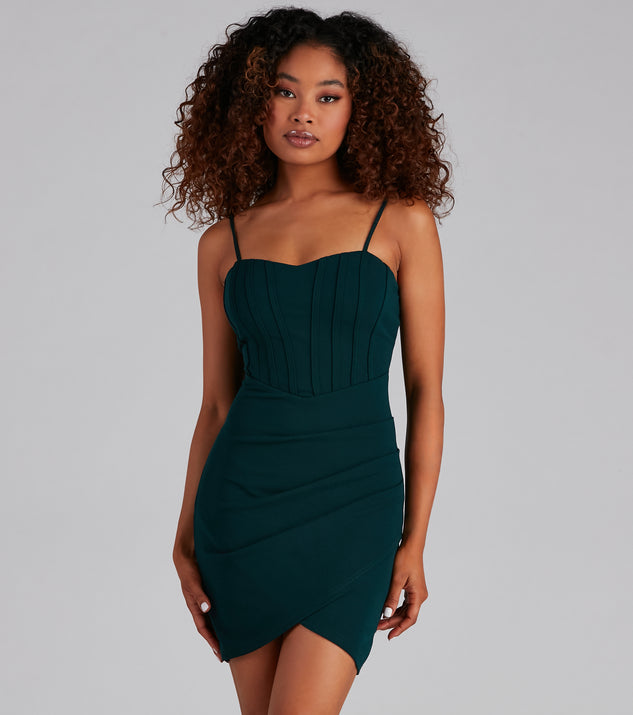 Chic Beauty Corset Mini Dress is a gorgeous pick as your 2023 Homecoming dress or formal gown for wedding guest, fall bridesmaid, or military ball attire!