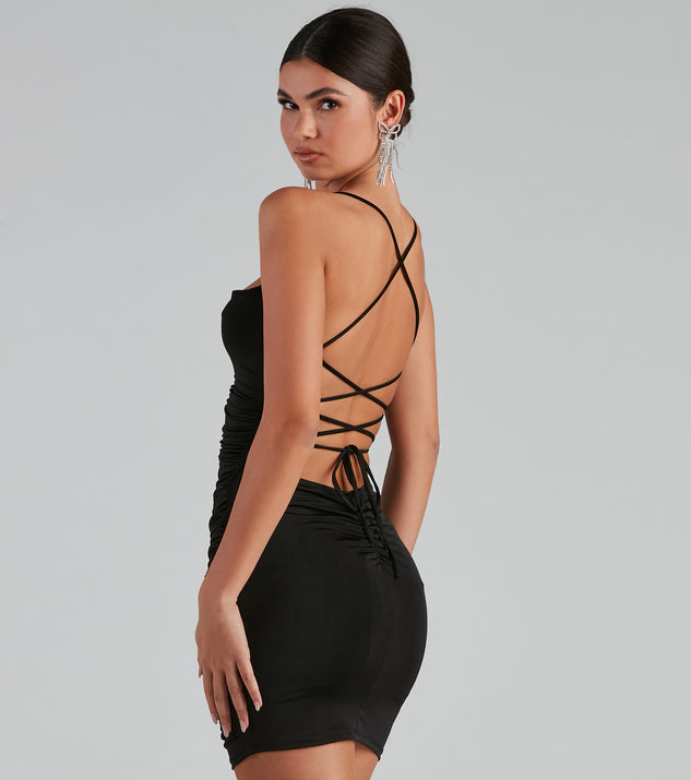 You’ll make a statement in Dance Till Dawn Lace-Up Mini Dress as an NYE club dress, a tight dress for holiday parties, sexy clubwear, or a sultry bodycon dress for that fitted silhouette.