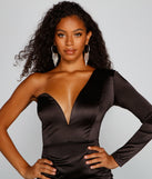 Total Stunner One Shoulder Satin Mini Dress is the perfect Homecoming look pick with on-trend details to make the 2023 HOCO dance your most memorable event yet!