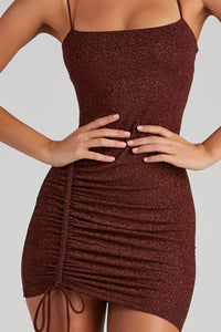 shine on ruched glitter mini dress Windsor Shine On Ruched Glitter Mini Dress