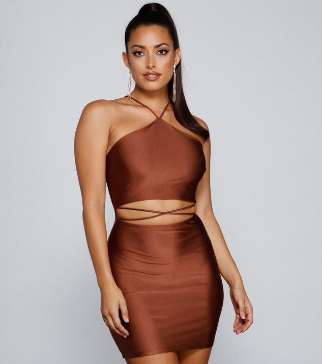 Major Headturner Halter Cutout Mini Dress helps create the best bachelorette party outfit or the bride's sultry bachelorette dress for a look that slays!