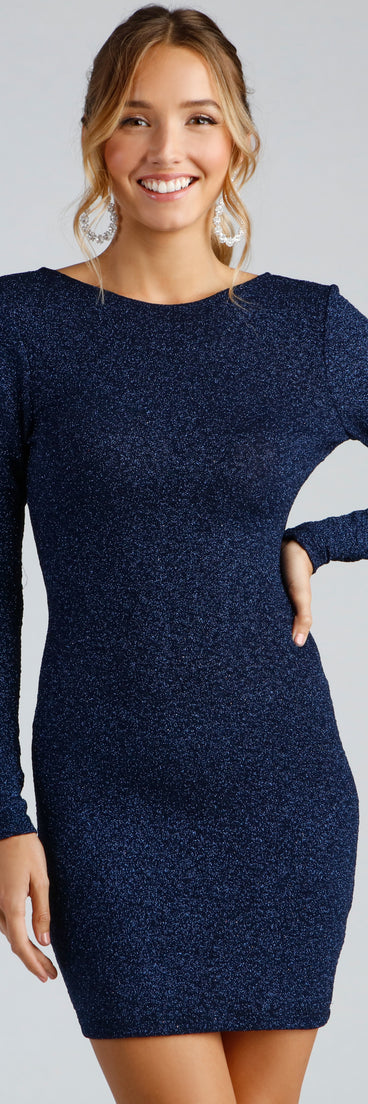 Glitter Nights Open Back Mini Dress is the perfect Homecoming look pick with on-trend details to make the 2023 HOCO dance your most memorable event yet!