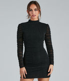 You’ll make a statement in Shine Queen Mock Neck Ruched Dress as an NYE club dress, a tight dress for holiday parties, sexy clubwear, or a sultry bodycon dress for that fitted silhouette.