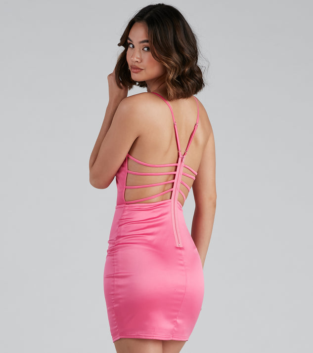 You’ll make a statement in Caged Back Beauty Silk Mini Dress as an NYE club dress, a tight dress for holiday parties, sexy clubwear, or a sultry bodycon dress for that fitted silhouette.