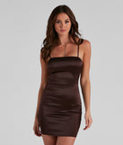 You’ll make a statement in Chic Sultry Moment Satin Mini Dress as an NYE club dress, a tight dress for holiday parties, sexy clubwear, or a sultry bodycon dress for that fitted silhouette.
