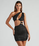 The Stunning Glitz Cutout Glitter Mini Dress is a unique party dress to help you create a look for work parties, birthdays, anniversaries, or your next 2023 celebration!