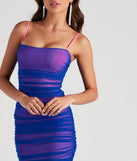 The VIP Moves Mesh Ruched Mini Dress is a unique party dress to help you create a look for work parties, birthdays, anniversaries, or your next 2023 celebration!