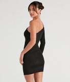 The Make The Cut One-Shoulder Mini Dress is a unique party dress to help you create a look for work parties, birthdays, anniversaries, or your next 2023 celebration!