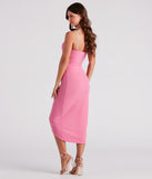 A Little Glitz And Glamour Rhinestone Trim Midi  Pink Prom Dress is a gorgeous pick as your 2023 prom dress or formal gown for wedding guest, spring bridesmaid, or army ball attire!