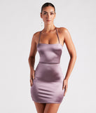 Sultry Midnight Vibes Satin Bodycon Mini Dress creates the perfect summer wedding guest dress or cocktail party dresss with stylish details in the latest trends for 2023!