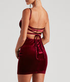 The Luxe Lace-Up Velvet Mini Dress is a unique party dress to help you create a look for work parties, birthdays, anniversaries, or your next 2023 celebration!