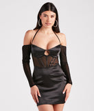 Such A Moment Satin Mesh Corset Mini Dress