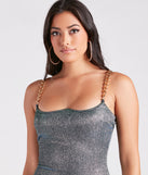 Ready For Chain Strap Glitter Mini Dress