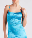 Going Out Glam Satin Rhinestone Lace-Up Dress is a gorgeous pick as your 2023 Homecoming dress or formal gown for wedding guest, fall bridesmaid, or military ball attire!