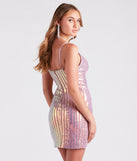 Perfect Stripes Sequin Party Dress is a gorgeous pick as your 2023 Homecoming dress or formal gown for wedding guest, fall bridesmaid, or military ball attire!