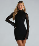 Feeling Fun Mesh Mock Neck Mini Dress