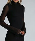 Feeling Fun Mesh Mock Neck Mini Dress