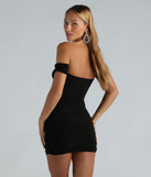 Wine And Dine Off The Shoulder Mini Dress creates the perfect spring or summer wedding guest dress or cocktail attire with chic styles in the latest trends for 2024!