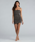 After Hours Glitter Knit Ruched Dress