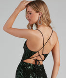 All Night Sparkle Sequin Scroll Lace-Up Dress is a gorgeous pick as your 2024 prom dress or formal gown for wedding guests, spring bridesmaids, or army ball attire!