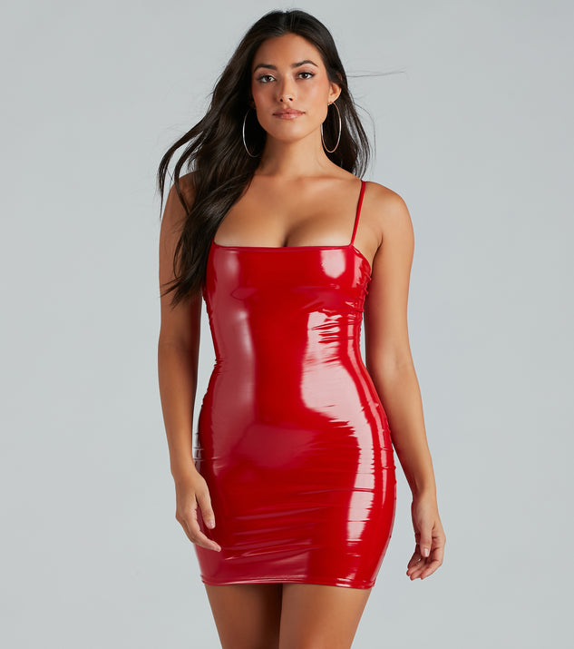 patent leather dress Devious Hottie Patent Faux Leather Mini Dress