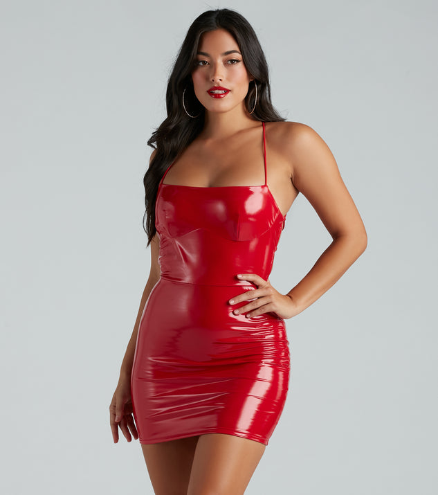 Dare To Be Sultry Patent Faux Leather Mini Dress