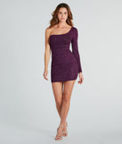 Sparkle Darling Glitter One Shoulder Mini Dress