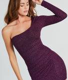 Sparkle Darling Glitter One Shoulder Mini Dress