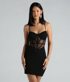 Iconic Behavior Crepe Mesh Mini Dress