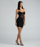 Iconic Behavior Crepe Mesh Mini Dress