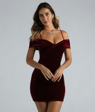 Luxe Allure Velvet Cold Shoulder Mini Dress