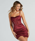Make It Bling Satin Rhinestone Corset Mini Dress is a gorgeous pick as your 2024 prom dress or formal gown for wedding guests, spring bridesmaids, or army ball attire!