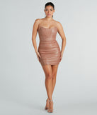 Level up your club dress with the Dream Girl Faux Leather Glitter Corset Mini Dress to create a trendy Vegas outfit or nightclub dress with the hottest details!