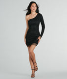 Iconic Sparkle One-Shoulder Rhinestone Fishnet Mini Dress creates the perfect summer or fall wedding guest dress or cocktail attire with chic styles in the latest trends for 2024!