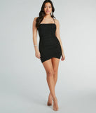 Flaunt your silhouette in the tight Sparkly Finesse Lace-Up Glitter Mini Dress, a bodycon dress that empowers your look with bold style and effortless edge.