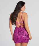 Glamorous Event Sequin Lace-Up Mini Dress