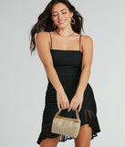 Here To Flirt Ruffled Ruched Mesh Mini Dress creates the perfect spring or summer wedding guest dress or cocktail attire with chic styles in the latest trends for 2024!
