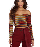 Stripe Piece Off Shoulder Crop Top