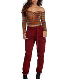 Stripe Piece Off Shoulder Crop Top