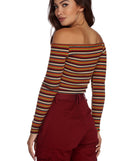 Stripe Piece Off Shoulder Crop Top